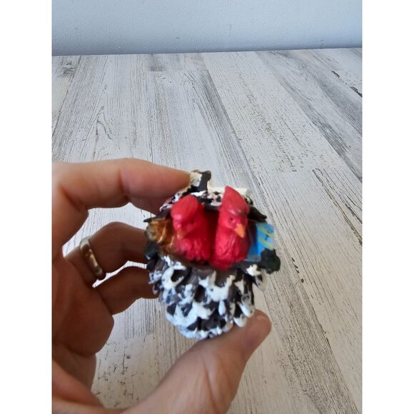 Cardinal bird ornament acorn pear set vintage nest unique birdhouse wooden - Picture 9 of 14